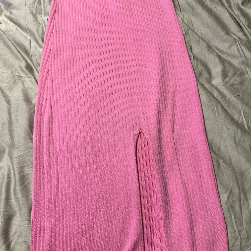 Free People Pink Ribbed Maxi Skirt
